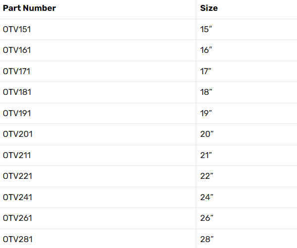 PEAK OPTIX WIPER BLADES SIZE CHART